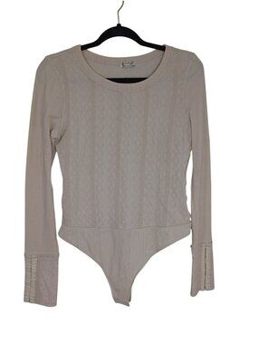 Intimately Free People Beige Cable Knit Bodysuit LC Cotton Blend Sz L